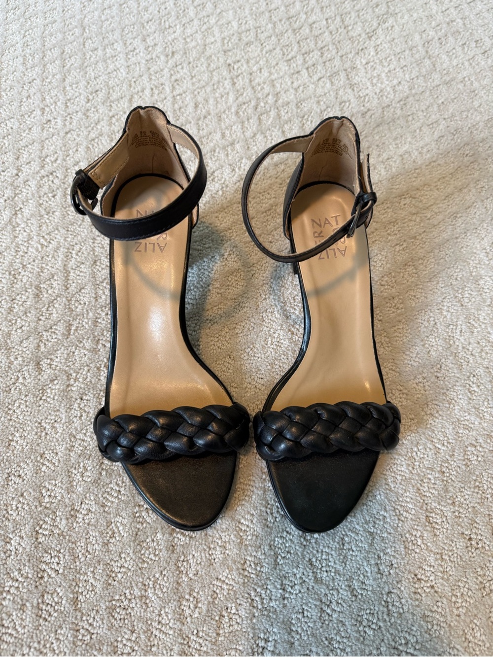 Naturalizer Black Braided Ankle-Strap Sandals